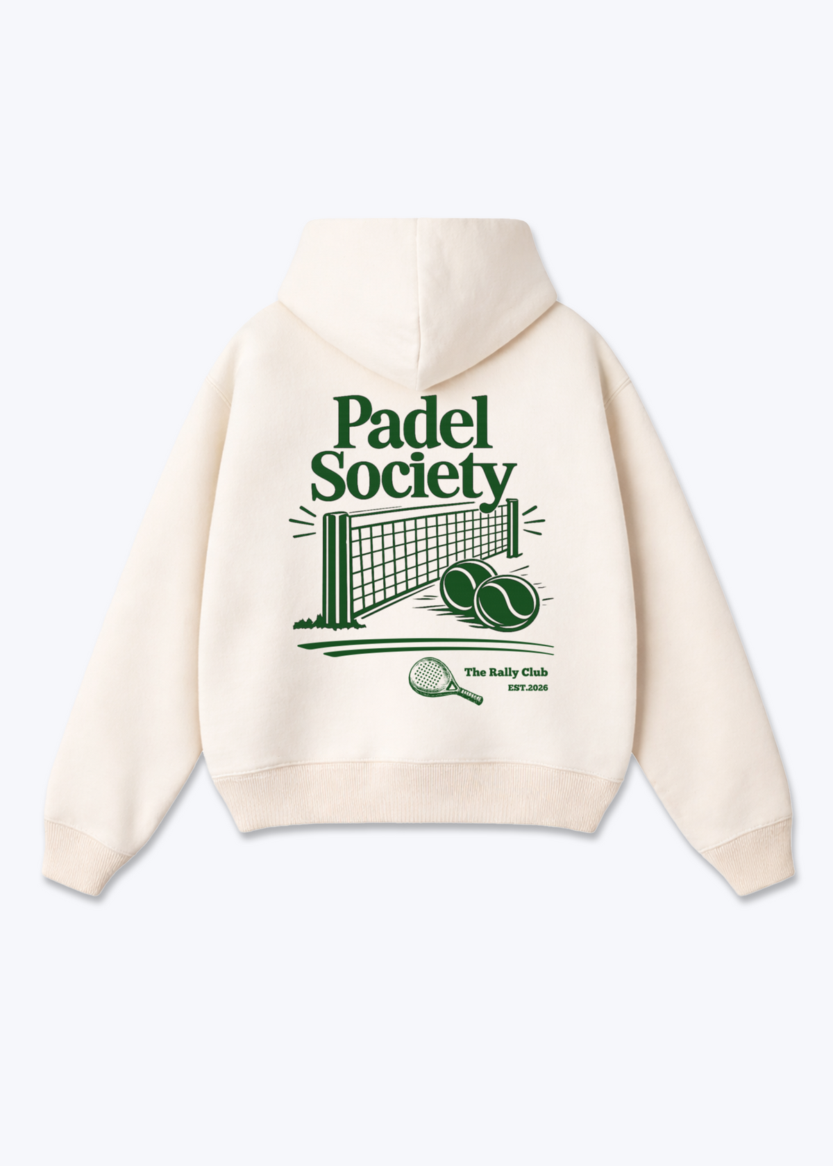 Padel Society Oversized Hoodie - Beige Back (Designed)