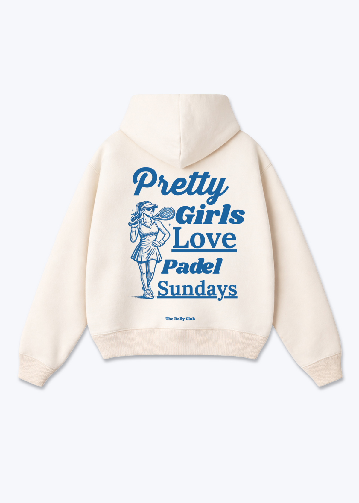 Pretty Girls Love Padel Oversized Hoodie - Beige Back (Designed)